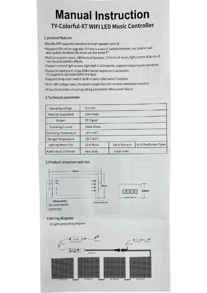 5-24V Tuya Destekli Wifi Kontrollü Pixel LED Kontrol Devresi Müzik Modlu