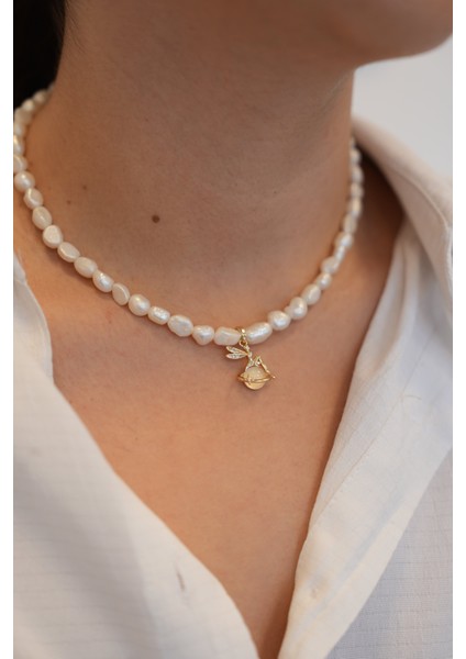 Sakız Gerçek Tatlı Su Incili Melek Detaylı Kolye fiyatları