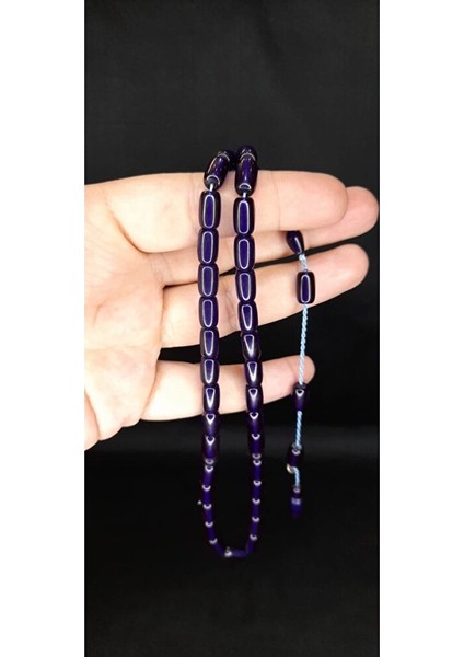 Çubuk Kehribar Tesbih Kapsül Kesim Lacivert Renk HEDİYE T-371 fırsatları