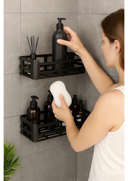 Ikili Yapışkanlı Raf Duş Rafı Banyo Rafı Mutfak Rafı Organizer Düzenleyici Saklayıcı Sabu