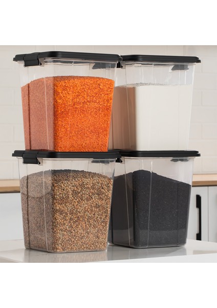 4370 4lü Mega Boy Hava Geçirmez Deterjan Saklama Kabı Erzak Saklama Kabı Seti Gri 7,5lt indirimleri