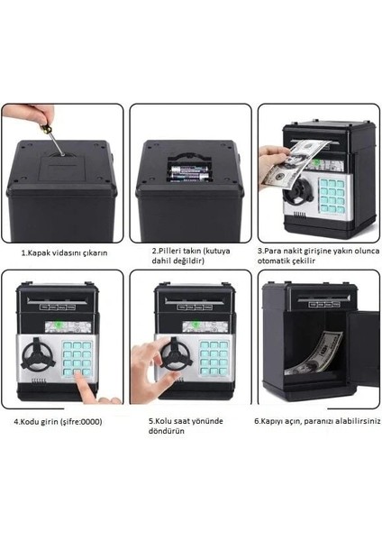 Elektronik Şifreli Kasa Otomatik Kağıt Para Alan Atm Kumbara modelleri