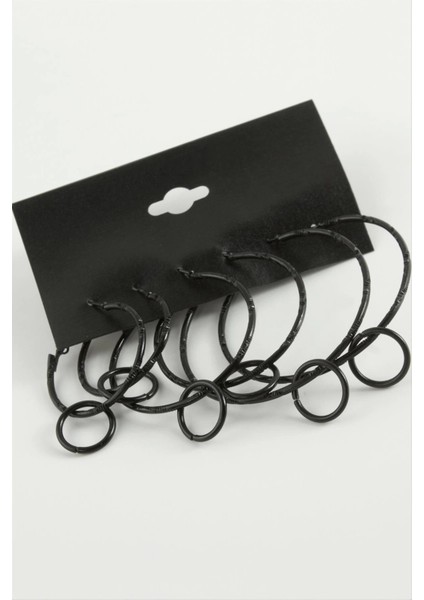 Noktalı Iç Içe Metal Halka Küpe 6 Adet