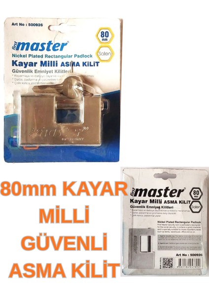 Nikelaj Kaplama 80MM Kayar Milli Asma Kilit