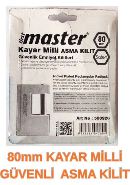 Nikelaj Kaplama 80MM Kayar Milli Asma Kilit fiyatları