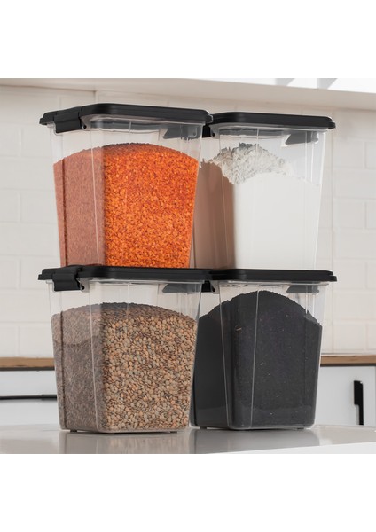 4371 4lü Mega Boy Hava Geçirmez Deterjan Saklama Kabı Erzak Saklama Kabı Seti Gri 5lt fırsatları