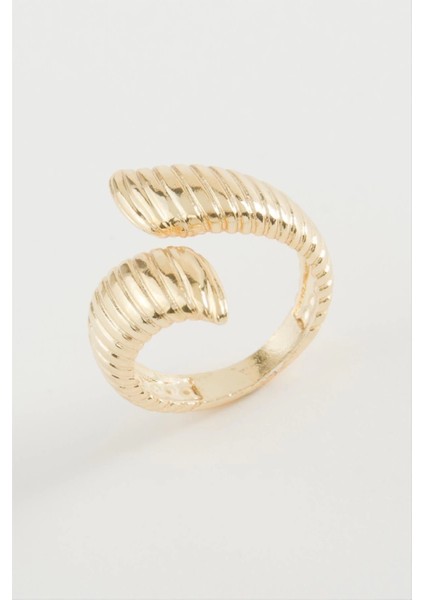 Oval Çizgili Metal Yüzük