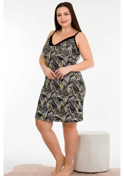 Lady Çiçek Desenli Battal Büyük Beden Tunik Gecelik