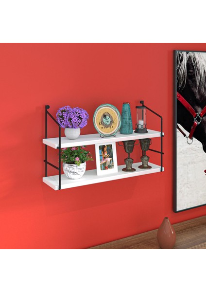 Kenzlife Mutfak Banyo Duvar Rafı Junzi Mat Beyaz Suntalam 040(Y)*60(G)*15(D)2 Katlı