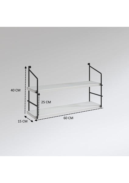 Kenzlife Mutfak Banyo Duvar Rafı Junzi Mat Beyaz Suntalam 040(Y)*60(G)*15(D)2 Katlı modelleri