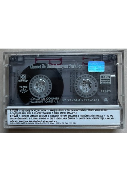 Naci Göçmen Klarnet Ile Unutulmayan Şarkılar 1 Kaset (Orijinal Dönem Baskı Kaset) fiyatları