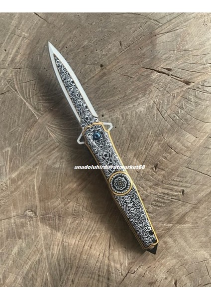 Carbon Çelik Özel Cep Çakısı Kamp Çakısı Özel Işlemeli Cep Bıçak 22CM