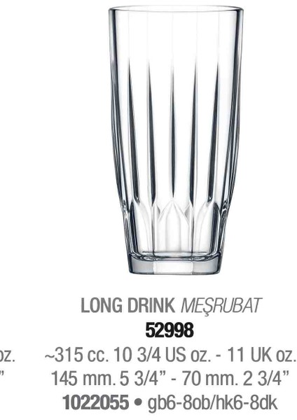 Diamond 8" Li Meşrubat Bardağı (Nobleev) modelleri