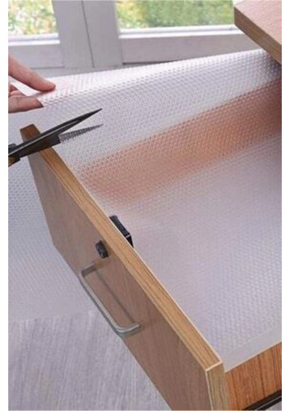 Mutfak Dolabı Çekmece Kaydırmaz Raf Örtüsü Şeffaf, Suya Dayanıklı, Kesilebilir Pvc 45X300 C indirimleri