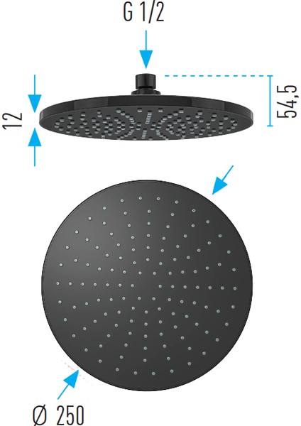 | Valtemo Mat Siyah Yuvarlak Yağmurlama Tepe Duş Başlığı fırsatları
