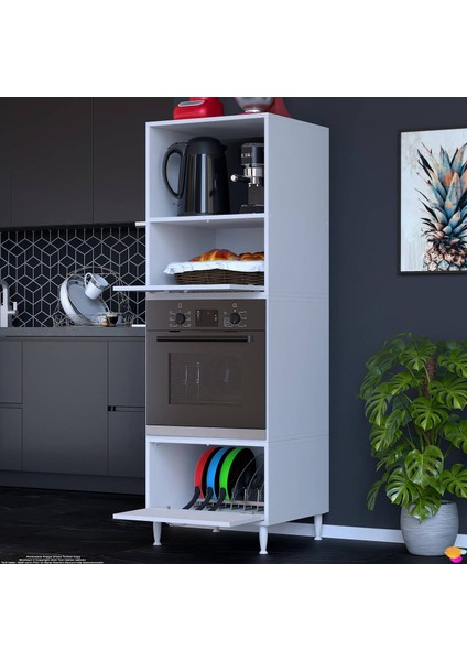 Tayfa Beyaz Mutfak Dolabı Mini/midi 2 Kapaklı Mikrodalga Fırın Dolabı 60X185,9X56 cm modelleri