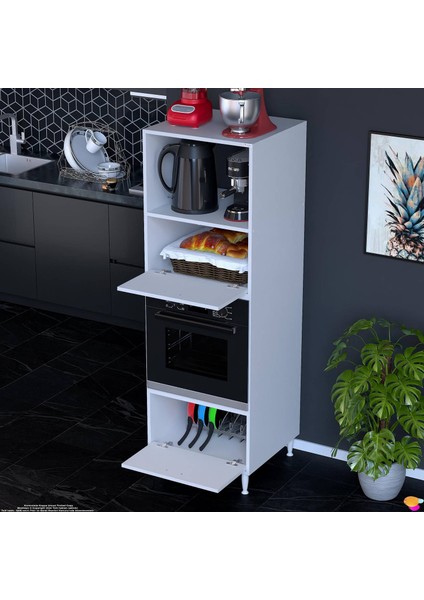 Tayfa Beyaz Mutfak Dolabı Mini/midi 2 Kapaklı Mikrodalga Fırın Dolabı 60X185,9X56 cm fırsatları