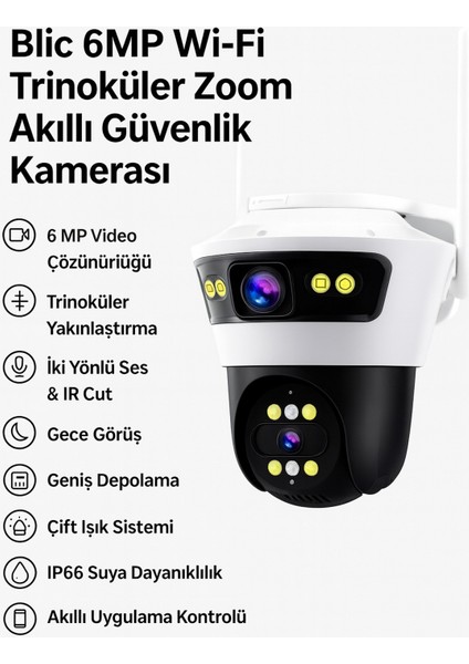 6mp Wi-Fi Trinoküler 3 Lensli 8xzoom Dış Mekan Gece Görüşlü Akıllı Ip Güvenlik Kamerası modelleri