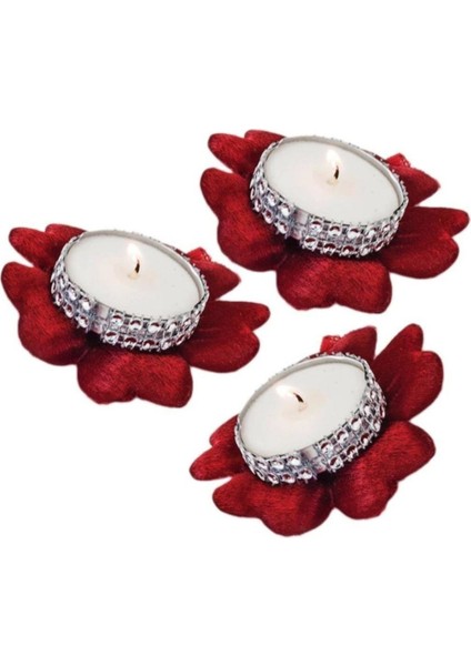 Kına Gecesi 12 Adet Kına El Mumu Mumlu El Gülü Bordo