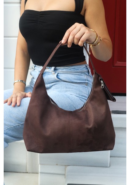 Bella Süet Cüzdan Detaylı Kadın Omuz ve Kol Çantası