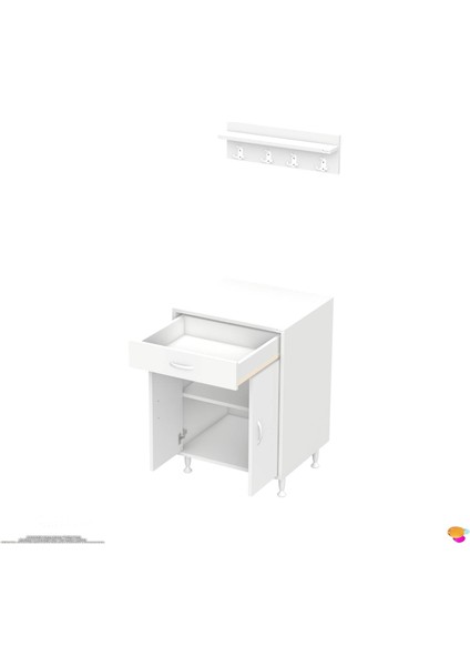 Milas (M) Set Ocak Altı Dolap Kapaklı Mutfak Dolabı Baharat Düzenleyici Raflı Dolap 60X88X56 cm