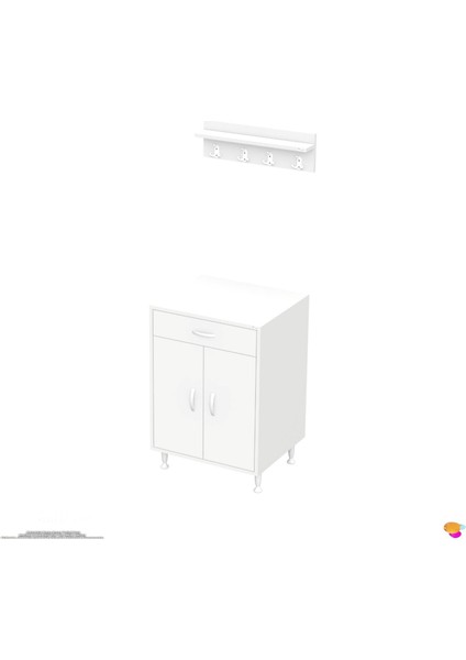 Milas (M) Set Ocak Altı Dolap Kapaklı Mutfak Dolabı Baharat Düzenleyici Raflı Dolap 60X88X56 cm