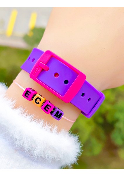 Silikon Kordonlu 10 Atm Su Geçirmez Kız Çocuk Kol Saati Kişiye Özel Hediye Isimli Bileklik indirimleri