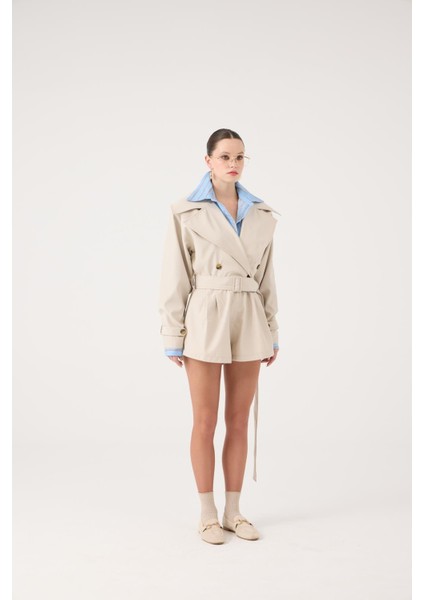 Trençkot Görünümlü Kemerli Regan Tulum Bej fırsatları