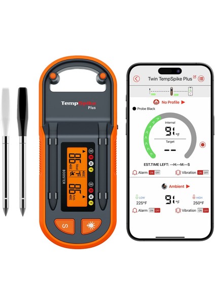 TP972 Şarjlı 182M Kablosuz Alarmlı 2problu Telefon Kontrollü Profesyonel Gıda Termometresi