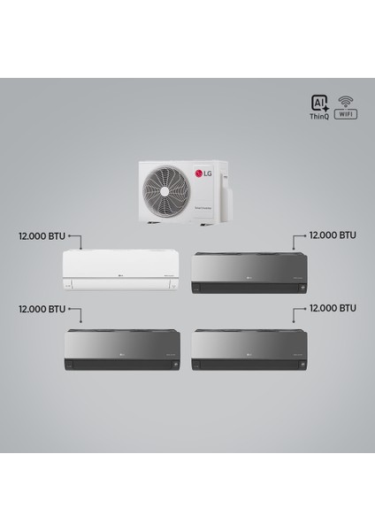 1+4 Multi Sistem / 12+12+12+12 Iç Üniteler = 1 Adet Dış Ünite Al Thinq Wi-Fi Kontrolü