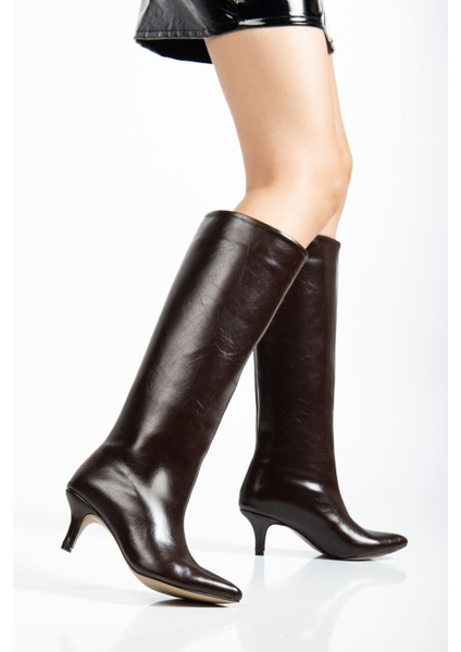 SYT-2025 Kahve Kırışık Rugan Günlük Kadın Çizme fiyatları