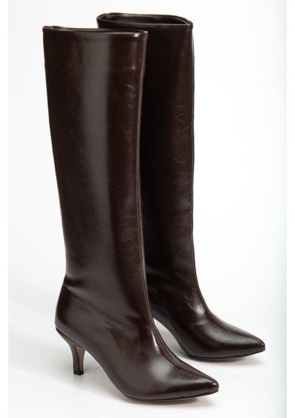 SYT-2025 Kahve Kırışık Rugan Günlük Kadın Çizme fırsatları