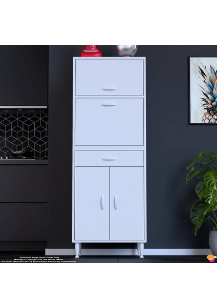 Salsa Mutfak Dolabı Tek Çekmece, 4 Kapak Mutfağınıza Özel Ekmeklikli Kiler Dolabı 60X162,4X48 cm