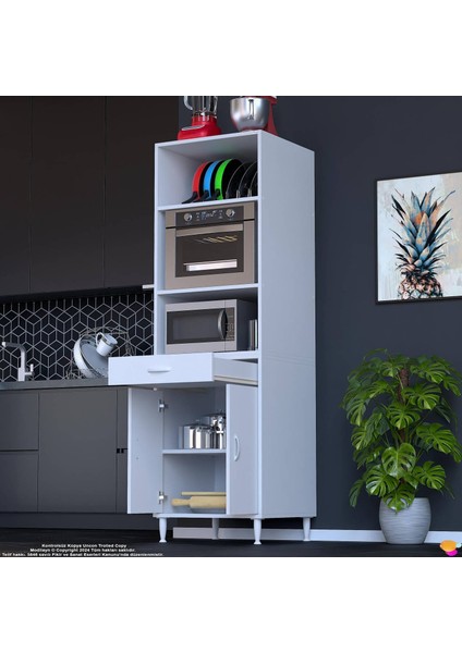 Öykü Mutfak ve Banyo Dolabı Fırın / Mikrodalga Dolabı Tek Çekmece Çift Kapaklı 60X195X48 cm indirimleri