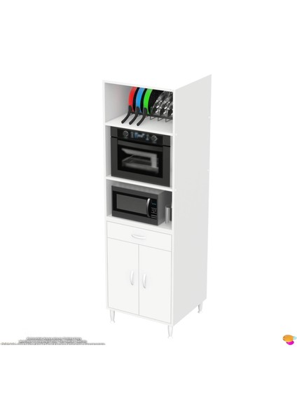 Öykü Mutfak ve Banyo Dolabı Fırın / Mikrodalga Dolabı Tek Çekmece Çift Kapaklı 60X195X48 cm