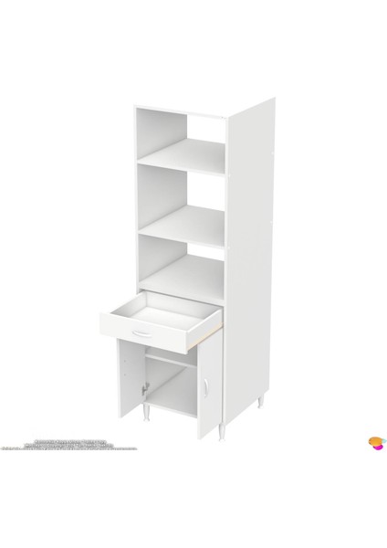 Öykü Mutfak ve Banyo Dolabı Fırın / Mikrodalga Dolabı Tek Çekmece Çift Kapaklı 60X195X48 cm