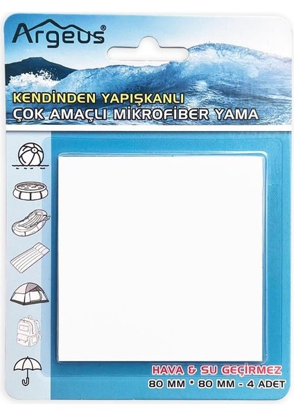 Argeus 4'lü Fiber Çanta Delik Tamir Yaması Beyaz