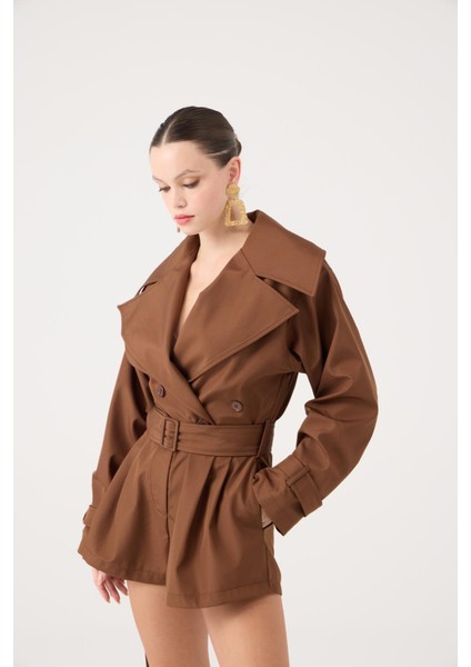 Trençkot Görünümlü Kemerli Regan Tulum Kahve fiyatları