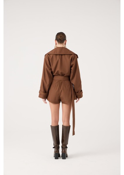 Trençkot Görünümlü Kemerli Regan Tulum Kahve indirimleri