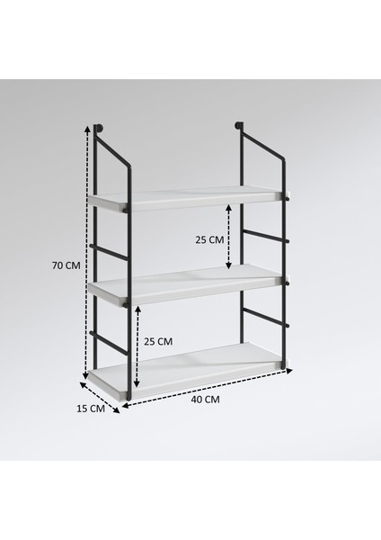 Kenzlife Mutfak Banyo Duvar Rafı Junzi Mat Ceviz Suntalam 070(Y)*40(G)*15(D)3 Katlı modelleri