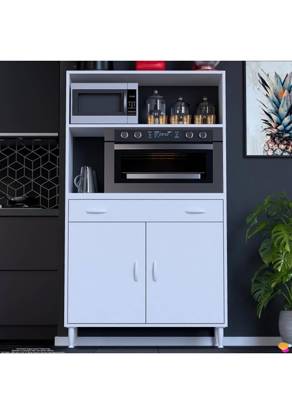 Alp Mutfak Fırın Dolabı Çekmeceli 90 cm Beyaz Mini/midi Mikrodalga Mutfak Dolabı 90X163,4X32.5 cm