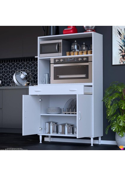 Alp Mutfak Fırın Dolabı Çekmeceli 90 cm Beyaz Mini/midi Mikrodalga Mutfak Dolabı 90X163,4X32.5 cm modelleri
