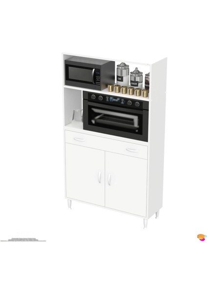 Alp Mutfak Fırın Dolabı Çekmeceli 90 cm Beyaz Mini/midi Mikrodalga Mutfak Dolabı 90X163,4X32.5 cm