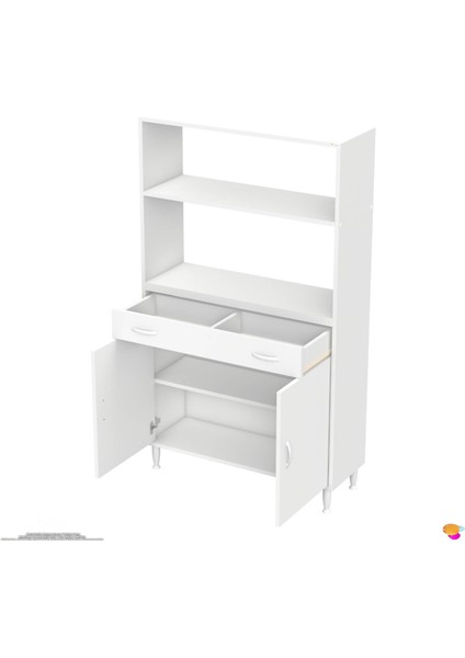 Alp Mutfak Fırın Dolabı Çekmeceli 90 cm Beyaz Mini/midi Mikrodalga Mutfak Dolabı 90X163,4X32.5 cm