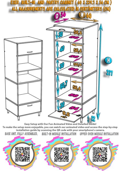 Mikra Ankastre Dolabı 2 Kapaklı Mini/midi Mikrodalga Mutfak Fırın Dolabı Beyaz Dolap 60X217X56 cm indirimleri