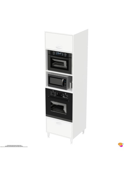 Mikra Ankastre Dolabı 2 Kapaklı Mini/midi Mikrodalga Mutfak Fırın Dolabı Beyaz Dolap 60X217X56 cm