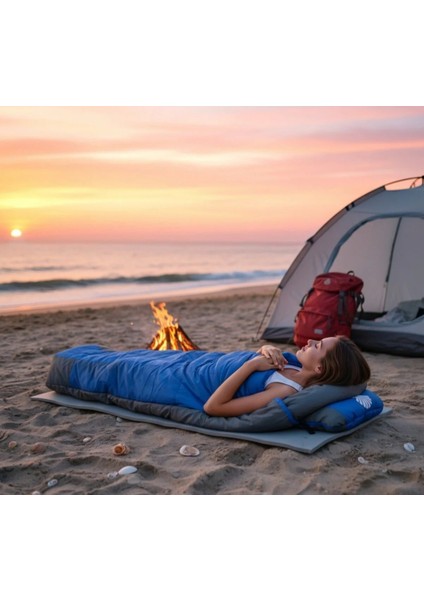 Düz-Başlık 190+30X75CM Gri 0°uyku Tulumu