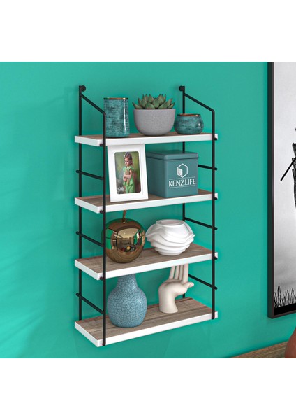 Kenzlife Mutfak Banyo Duvar Rafı Junzi Mat Cordoba Suntalam 100(Y)*40(G)*15(D)4 Katlı