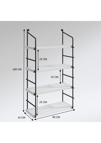 Kenzlife Mutfak Banyo Duvar Rafı Junzi Mat Cordoba Suntalam 100(Y)*40(G)*15(D)4 Katlı modelleri