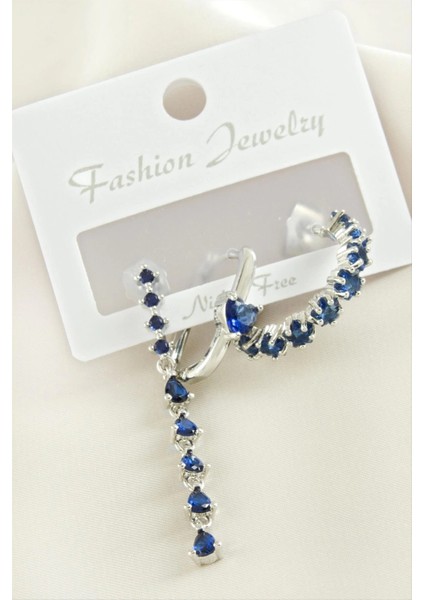 3 Adet Kalp Zirkon Taşlı Küpe